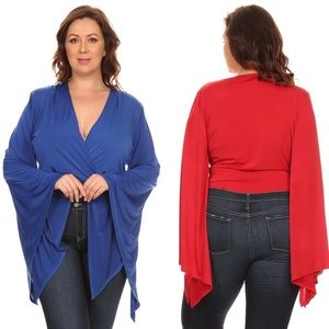 Plus Royal Kimono Bell Sleeve Bodysuit